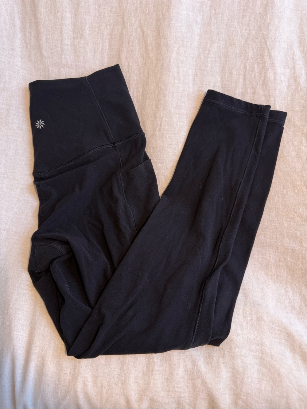Black Athleta Active Leggings with High Waist and side pockets